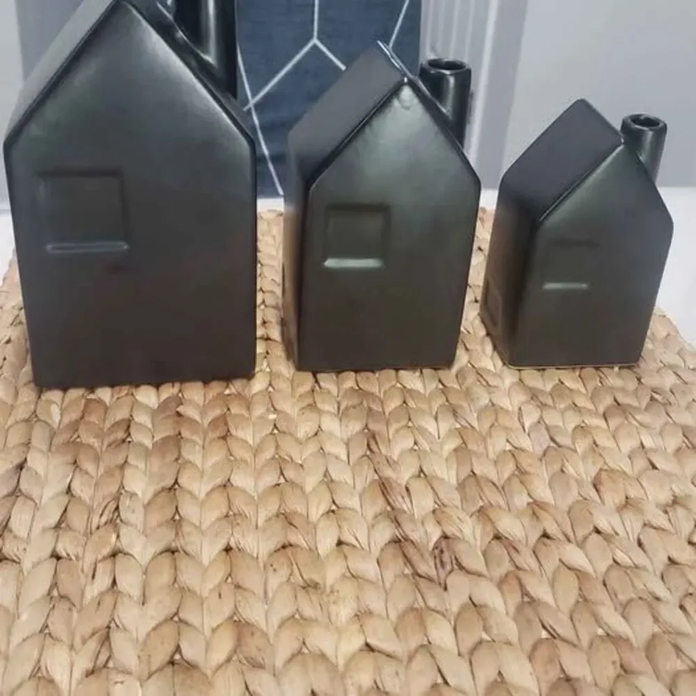 Hearth and Hand (3) Magnolia Black Houses Bud Vases Target Limited Edition